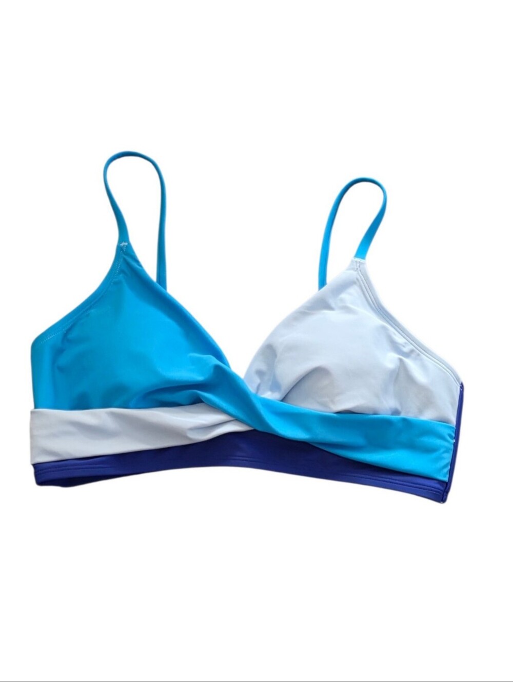 Cupshe V-neck Twist Bra & Spliced High Waist Bikini Set Blue Size L - Picture 4 of 16